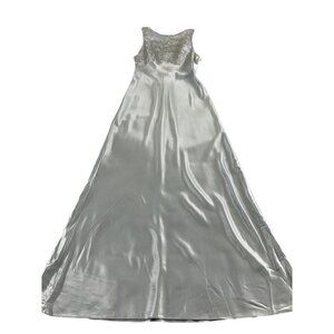 NWT Michaelangelo David's Bridal Ice Blue Satin Sleeveless Dress - 12